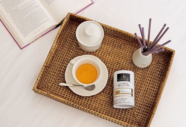Infusión de rooibos con jazmín, Una Noche Bajo Las Estrellas. Bandeja, 75g, taza con infusión